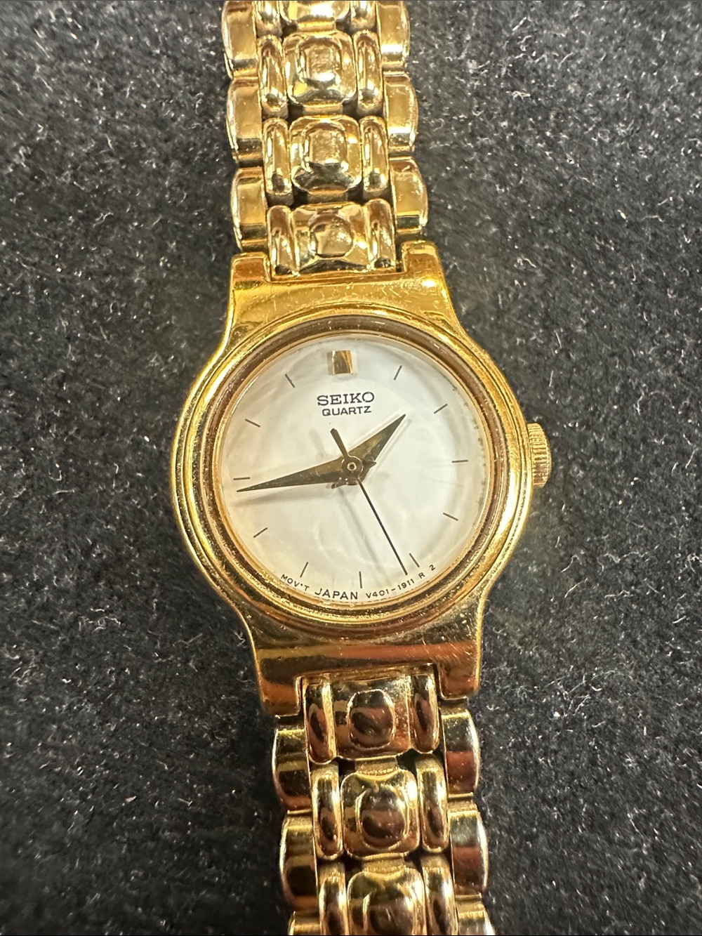 Seiko Gold-Tone Bracelet Watch with White Dial